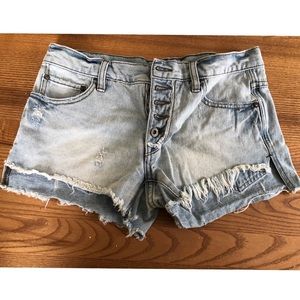 Free People Distressed Denim Shorts
